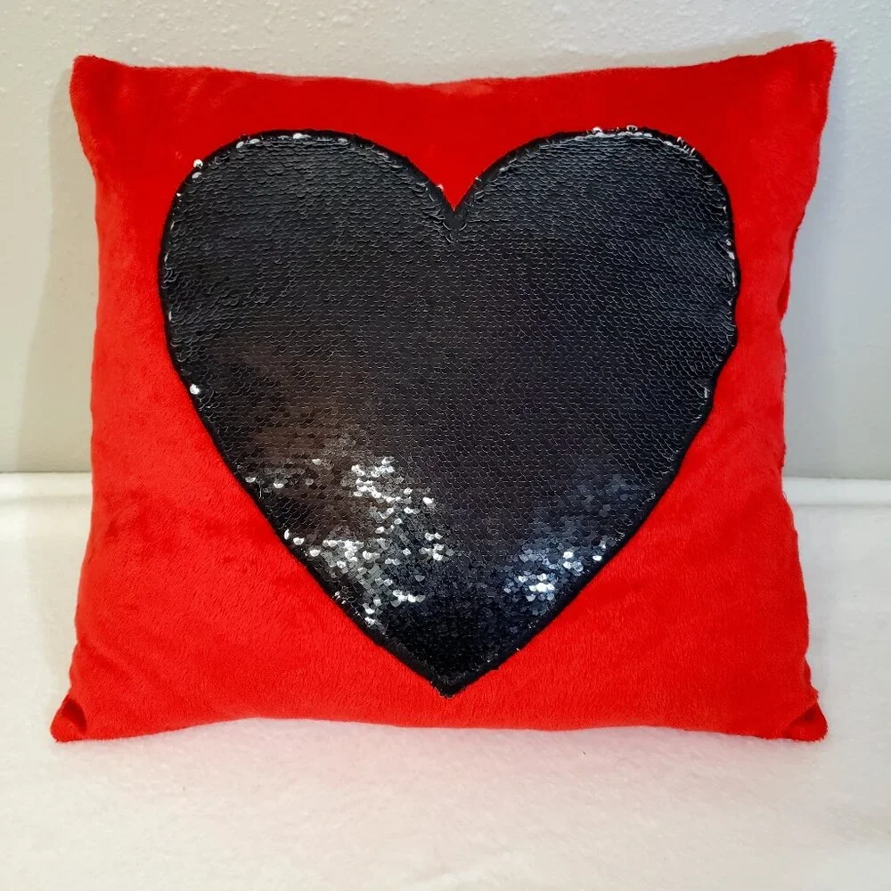 Heart Pillow REVERSIBLE Sequins Heart Pillow